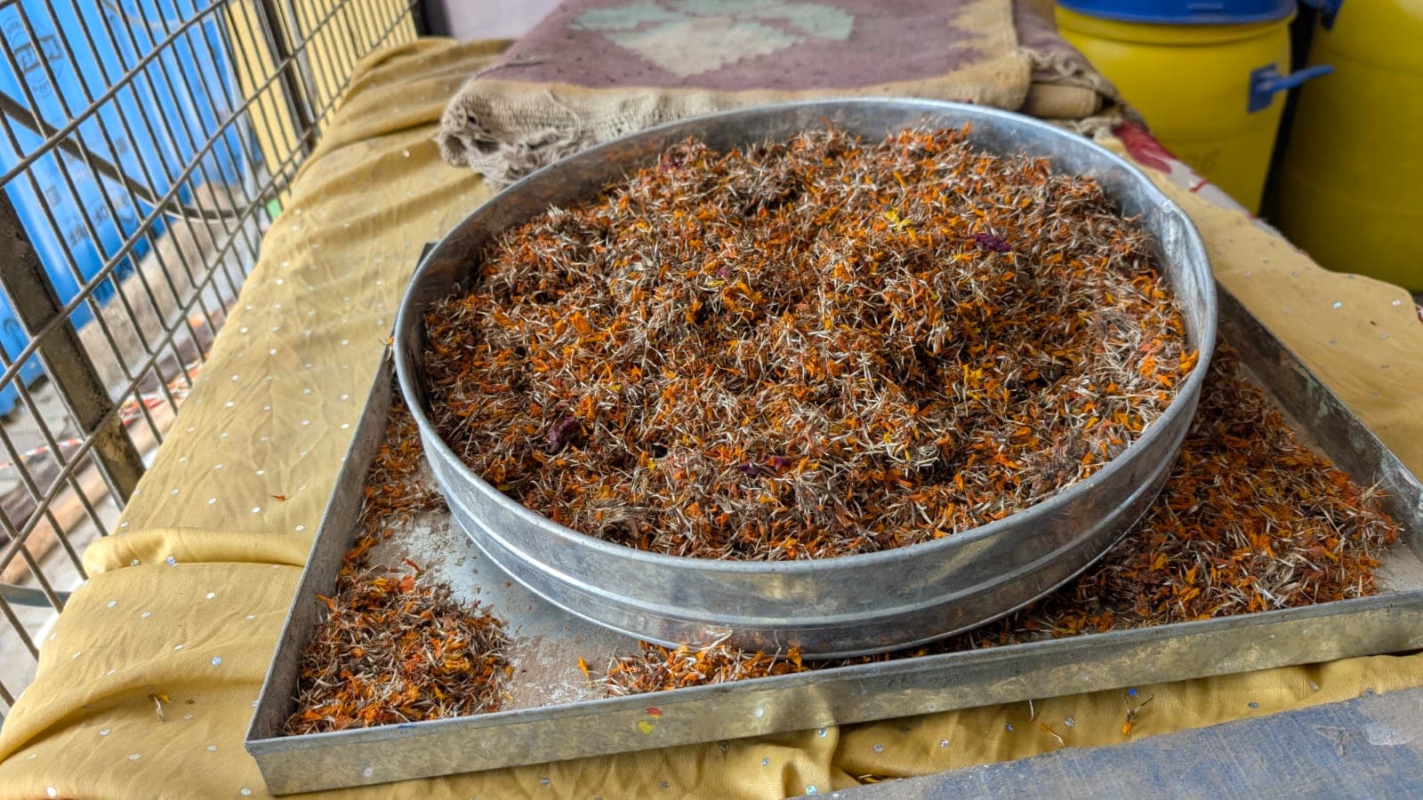 Sacred floral offerings collected for Amrit Dhara
