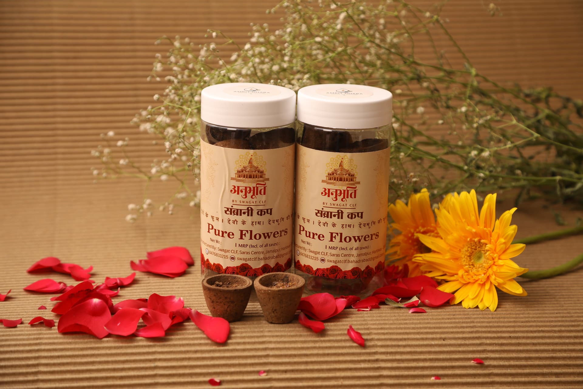 Pure Flowers Sambrani Cups from Amrit Dhara sacred offering product line