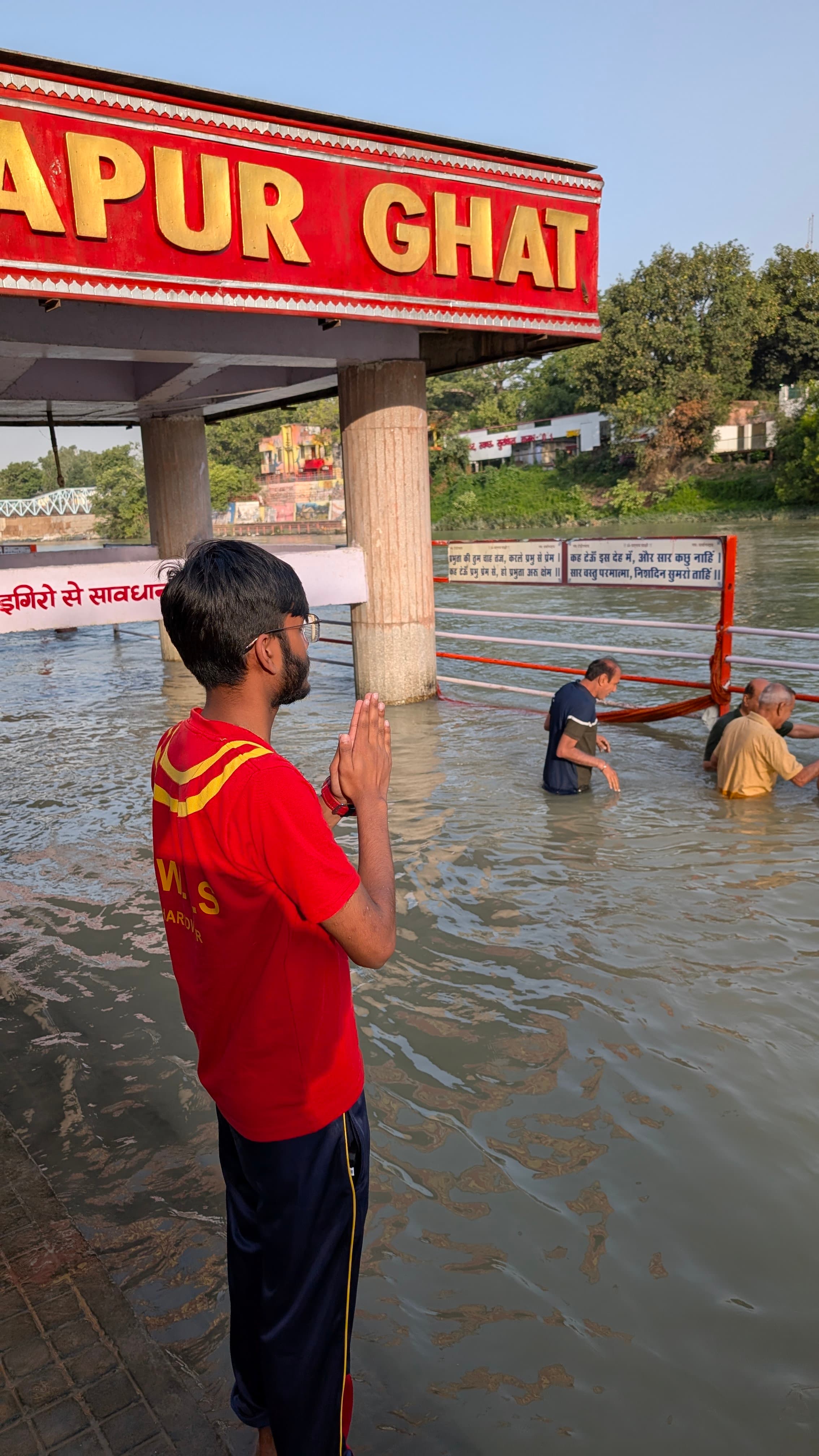 Amrit Dhara field visit at Haridwar ghat beside the Ganga